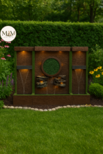 Modern LED Floor Fountain with Stone & Greenery Design (6 x 8 ft) - Image 3