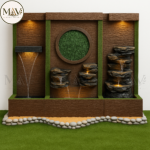 Modern LED Floor Fountain with Stone & Greenery Design (6 x 8 ft) - Image 6