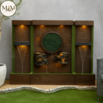 Modern LED Floor Fountain with Stone & Greenery Design (6 x 8 ft)