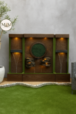 Modern LED Floor Fountain with Stone & Greenery Design (6 x 8 ft)