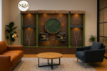 Modern LED Floor Fountain with Stone & Greenery Design (6 x 8 ft) - Image 5