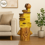 Rustic Jug & Bowl Cascading Water Fountain with Brick Tower and Wooden Base