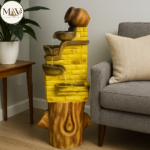Rustic Jug & Bowl Cascading Water Fountain with Brick Tower and Wooden Base - Image 6