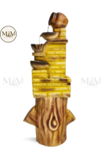 Rustic Jug & Bowl Cascading Water Fountain with Brick Tower and Wooden Base - Image 2