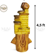 Rustic Jug & Bowl Cascading Water Fountain with Brick Tower and Wooden Base - Image 8