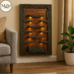 Wall-Mounted Cascading Water Fountain with LED Lights – Indoor Home & Office Décor