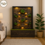ZenGlow Vertical Wall Fountain with LED Lights & Green Accents - Image 2