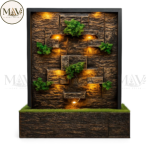 ZenGlow Vertical Wall Fountain with LED Lights & Green Accents