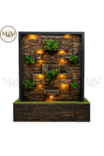 ZenGlow Vertical Wall Fountain with LED Lights & Green Accents