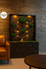 ZenGlow Vertical Wall Fountain with LED Lights & Green Accents - Image 3