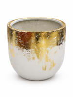Lustre Gold Abstract Fiber Planter - Image 2