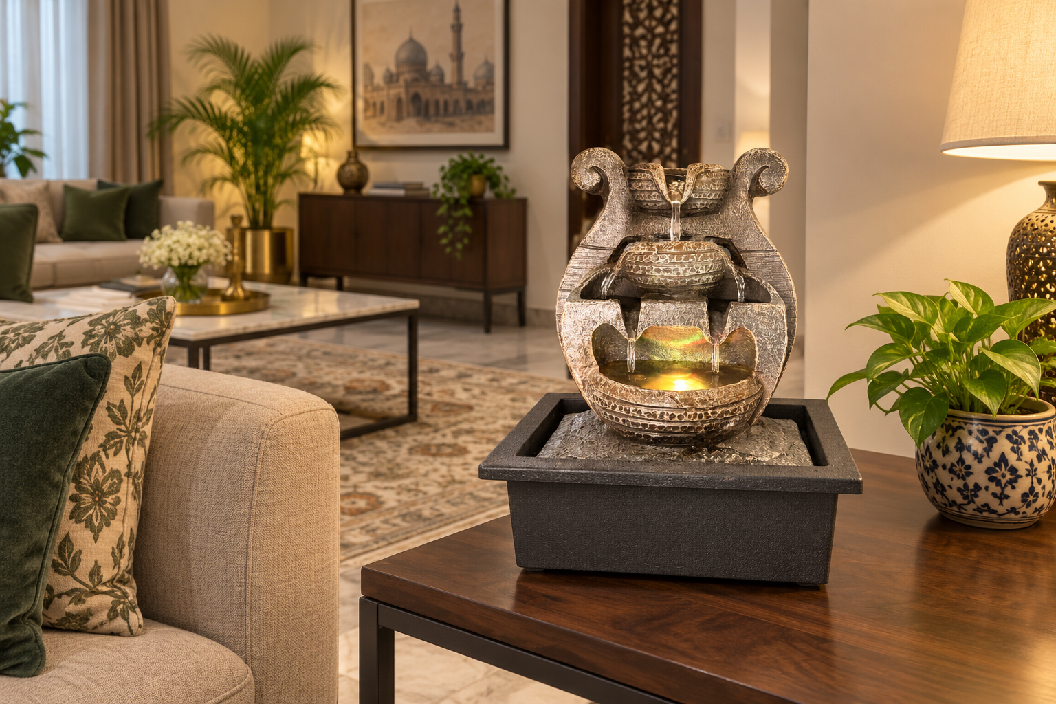 50e14275-82ef-4adf-b48c-3aee727e8da1-2 Antique Harmony Multi-Stream Tabletop Fountain - Image 1
