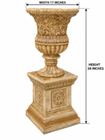 Floral Heritage Fiber Urn Planter with Pedestal - Image 4