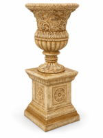 Floral Heritage Fiber Urn Planter with Pedestal - Image 2
