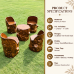 Premium Tree-Trunk Fiber Chair Set with Center Table - Image 2