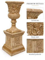 Royal Heritage Ornate Fiber Planter with Pedestal - Image 3