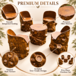 Premium Tree-Trunk Fiber Chair Set with Center Table - Image 3