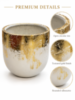 Lustre Gold Abstract Fiber Planter - Image 4