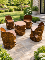 Premium Tree-Trunk Fiber Chair Set with Center Table - Image 4