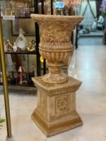 Floral Heritage Fiber Urn Planter with Pedestal
