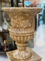 Floral Heritage Fiber Urn Planter with Pedestal - Image 7