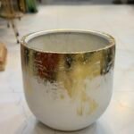 Lustre Gold Abstract Fiber Planter