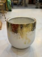 Lustre Gold Abstract Fiber Planter
